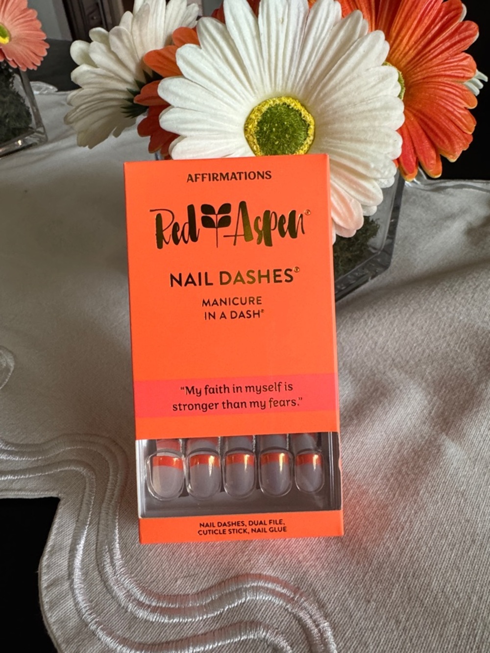 Red Aspen “Jenna Is Fearless” Nail Dashes Orange French Tip Press On Nails